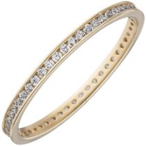 Damen Ring schmal 333 Gelbgold mit Zirkonia rundum