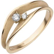 Damen Ring 585 Gold Gelbgold teil matt