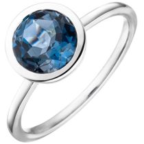 Damen Ring 585 Gold Weißgold 1 Blautopas