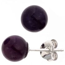 Ohrstecker 925 Sterling Silber rhodiniert 2 Amethyste 8,2 mm