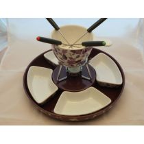 Fondue-Set-Keramik mit 4 Schalen, 18,5 cm hoch