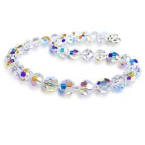 Collier aus 10mm großen Kristallperlen Crystal Aurora Boreale