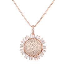 Halskette mit Anhänger Sonnenblume 925 Silber rosegold Zirkonia