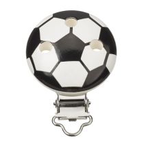 Schnullerclip Fußball schwarz / weiß