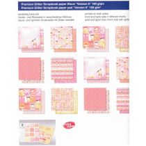 Baby Mädchen Girl PREMIUM GLITTER SCRAPBOOK PAPIER BLOCK 12x12,VERSION 6