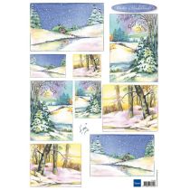 Schneidebogen Decoupage-Blätter Winterwunderland 1 A4