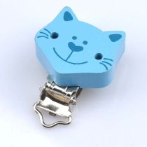 Schnullerclip Katze blau 35 x 40mm