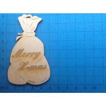 Geschenkanhänger: Sack 80mm "Merry X-mas" graviert