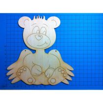 Teddy sitzend mit Flügel 180 mm mit 2 Linien in Flügel/Türschild