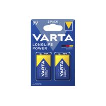 9V-Block Batterie VARTA "Longlife Power" Alkaline, 6LR61, 2er Blister