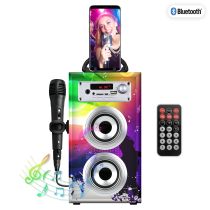 Karaoke- Set, inkl. Mikrofon, Bluetooth, Micro-USB, AUX, FM Radio, Fernbedienung