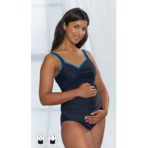 Zweiteiliger Umstands Tankini 956, schwarz/blau, Größe 38/40