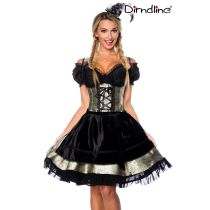 Premium Dirndl aus edlem Jacquard Stoff,grün/schwarz Größe XS