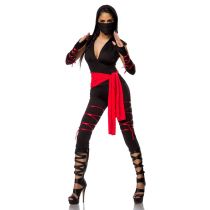 heißes Ninja-Outfit schwarz/rot Größe S-M