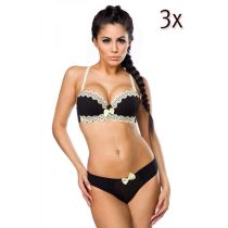 BH-Set im 3er Pack schwarz/beige Größe 32/B