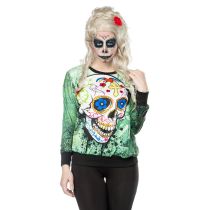 Skull Sweatshirt grün/gemustert Größe XS-M