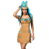 Indianer Kostüm beige/blau Größe S-M