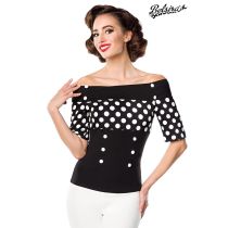 Jersey-Top,schwarz/weiß/dots Größe XS