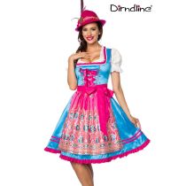 Premium Dirndl,blau/pink Größe S