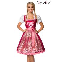 Premium Dirndl mit Stickereien,rosa/rot Größe S