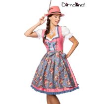 Verträumtes Dirndl mit Denim,rosa/blau Größe XS