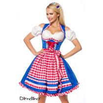 Unterbrustdirndl mit Karoschürze,blau/rot/weiß Größe XS