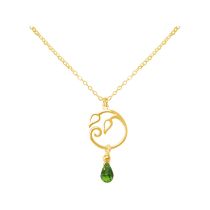 GEMSHINE Damenhalskette aus hochwertig vergoldetem 925 Silber mit YOGA Lotusblume und Peridot Tropfen