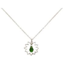 GEMSHINE Damenhalskette aus 925 Silber mit YOGA Lotusblume und Turmalin Quarz