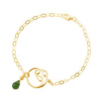 GEMSHINE Damenarmband aus hochwertig vergoldetem 925 Silber mit YOGA Lotusblume und Peridot Tropfen