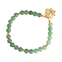 GEMSHINE Damenarmband aus hochwertig vergoldetem 925 Silber mit YOGA Lotusblume und Jade Edelsteine