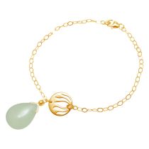 GEMSHINE Damenarmband aus hochwertig vergoldetem 925 Silber mit YOGA Lotusblume und Chalcedon Edelstein