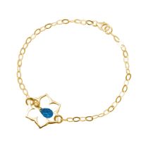 GEMSHINE Damenarmband aus hochwertig vergoldetem 925 Silber mit YOGA Lotusblume und Blautopas Quarz