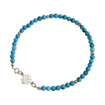 GEMSHINE Damenarmband aus 925 Silber mit YOGA Lotusblume und Türkis