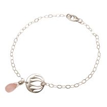 GEMSHINE Damenarmband aus 925 Silber mit YOGA Lotusblume und Rosenquarz