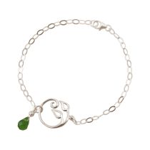 GEMSHINE Damenarmband aus 925 Silber mit YOGA Lotusblume und Peridot Tropfen