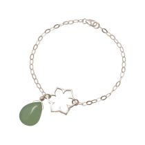 GEMSHINE Damenarmband aus 925 Silber mit YOGA Lotusblume und Chalcedon Tropfen