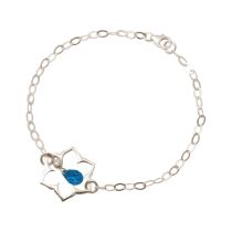 GEMSHINE Damenarmband aus 925 Silber mit YOGA Lotusblume und Blautopas Quarz