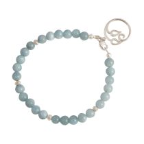 GEMSHINE Damenarmband aus 925 Silber mit YOGA Lotusblume und Aquamarinen