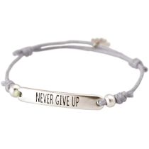 GEMSHINE Damen Knotenarmband mit Gravur NEVER GIVE UP in Silber