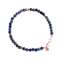 Gemshine blauer Jade Armband hochwertig rose vergoldet