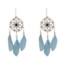 Gemshine - Traumfänger - Ohrringe - Silber - Boho - Feder - Blau - 7 cm