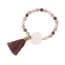 Gemshine - Mala Armband - Vergoldet - Edelstein - Rose - Beige