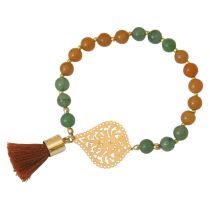 Gemshine - Mala Armband - Vergoldet - Edelstein - Lachs - Grün