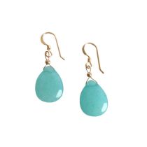 Gemshine - Damen - Ohrringe - Jade - Blau - Vergoldet - 2,5 cm