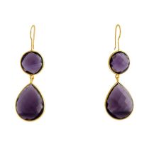 Gemshine - Damen - Ohrringe - 925 Silber - Vergoldet - Amethyst - Violett - CANDY - Tropfen - 6 cm