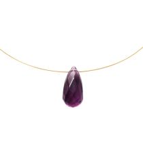 Gemshine - Damen - Halskette - Vergoldet - Amethyst - Tropfen - Facettiert - Violett - 45 cm