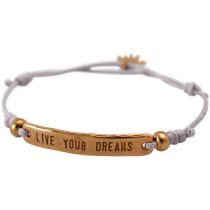 Gemshine - Damen - Armband - Gravur - LIVE YOUR DREAMS - Rose Vergoldet - Hellgrau