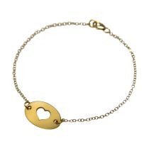 Gemshine - Damen - Armband - Armreif - WISHES - Herz - Gold