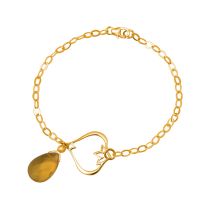 Gemshine - Damen - Armband - 925 Silber - Vergoldet - Lotus Blume - Citrin Quarz - Tropfen - GoldGoldgelb - YO