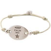 Gemshine - Damen - Armband - Gravur - KEEP CALM - Silber - Nude